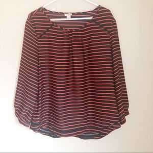 J Crew Red and Navy Striped Top